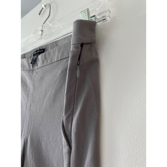 Eileen Fisher Organic Cotton Blend Gray Cropped Chino Pant Trouser Side Zip 8 - Picture 6 of 10